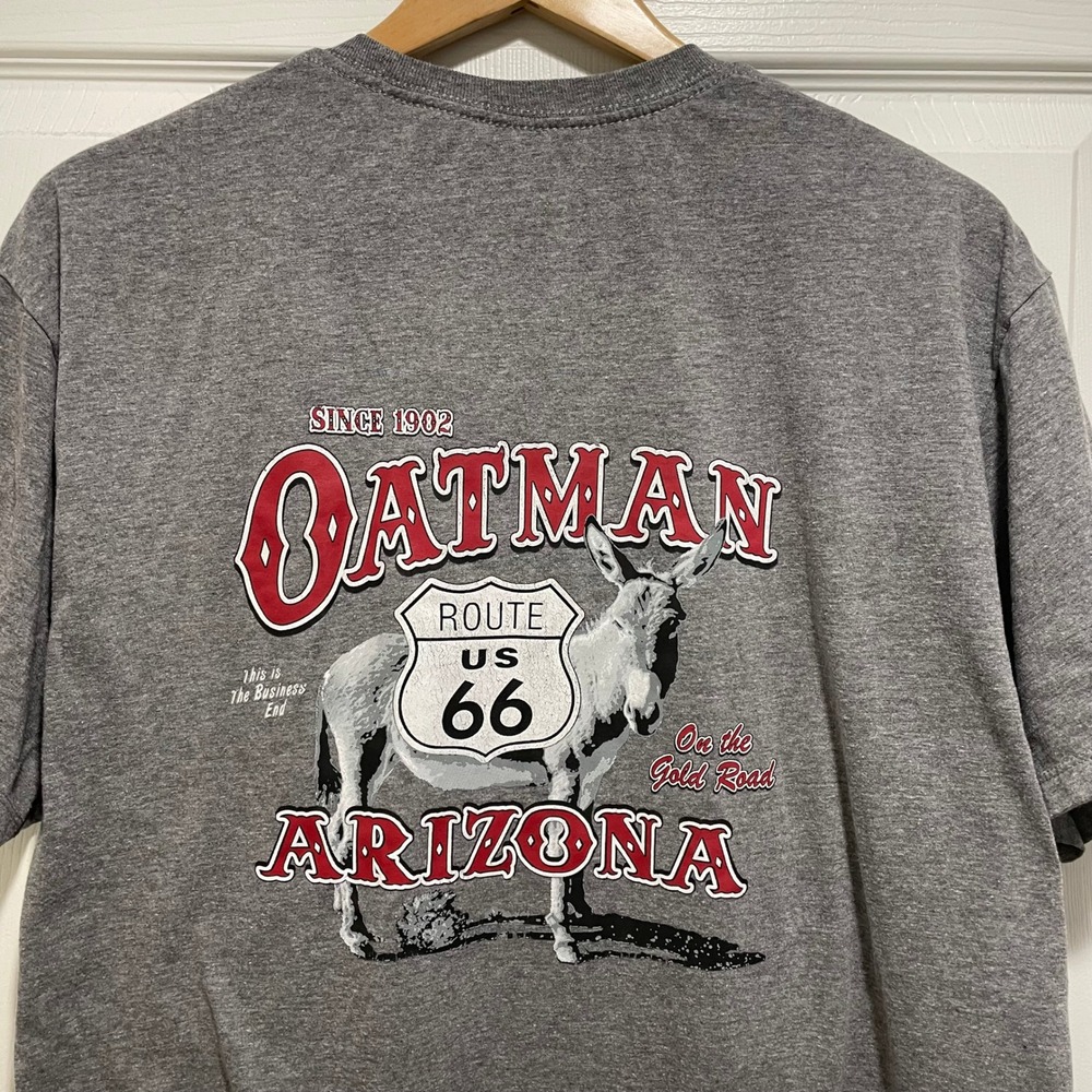 Alstyle Mens Oatman Arizona Route 66 Donkey Graphic T-Shirt Gray XL Souvenir Tee